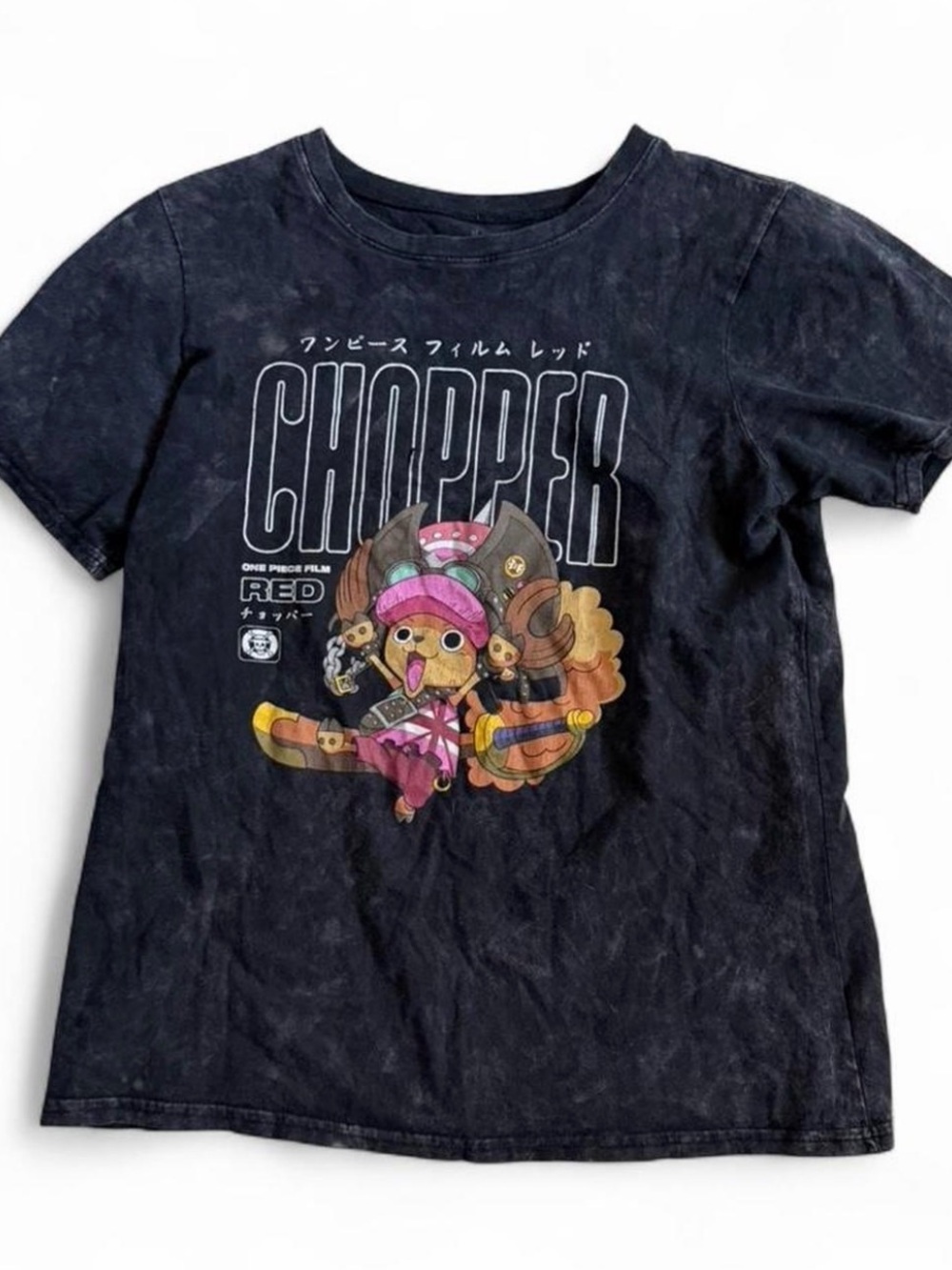 Hot Topic Black Short Sleeve Tee with Colorful Chopper Graphic